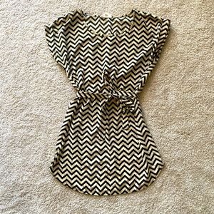 Chevron mini dress with waist strap